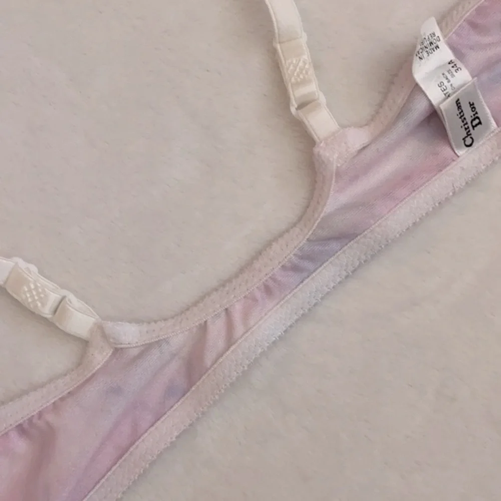 {VTG} Christian Dior | Watercolor Unlined Plunge Front Closure Underwire Bra 34A - Picture 8 of 15